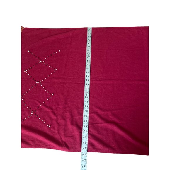 Jessica McClintock Dark Red Shawl With Pearl/Silver Ball Accents - Picture 6 of 8